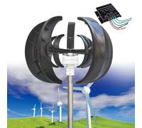 Wind Turbine Generator Kit, 12000W 12V/24V/48V Vertical Wind Turbine Electricity Set, 5 Blade Horizontal Wind Power Generator Kit for Home, Boat, Marine, Monitoring, Street Lighting,Black-48V