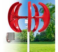 Wind Turbine Generator Kit, 16000W 12V/24V/48V Vertical Wind Turbine Electricity Set, 5 Blade Horizontal Wind Power Generator Kit for Home, Boat, Marine, Monitoring, Street Lighting(Red,48V)
