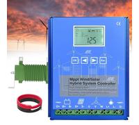Wind Turbine Generator Kit Charge Controller Vertical Turbines Generator Energy Electricity Equipment，6000W Wind Solar Hybrid Charge Controller - MPPT Regulator for 12V/24V/48V Batteries Of