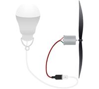 Wind Turbine Generator Kit, DIY Science Experiment with Motor and Propeller for Education, Includes 5W USB Bulb and 1M Cable, ABS Material, Green Energy Learning Toy for Students