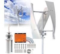 Wind Turbine Generator Kit,Vertical 3 Blades Home Windmill Kit Hybrid Wind System with Controller,Helical Magnetic Levitation Shaft Vertical Wind Turbine for Terrace, Marine,Motor Home,Chalet,Boat(Whi