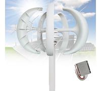 Wind Turbine Generators Kit, 12V 24V 48V 16000W Lantern Wind Turbine Generator, 5-Blade Vertical Axis Wind Turbine Generator with Controller, Suit for Home, Camping & Boat Use(White,24V)