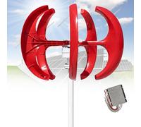 Wind Turbine Generators Kit, 12V 24V 48V 16000W Lantern Wind Turbine Generator, 5-Blade Vertical Axis Wind Turbine Generator with Controller, Suit for Home, Camping & Boat Use(Red,48V)