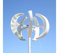 Wind Turbine Kit, Wind Power Turbines Generator 5kw 8kw 12/24/48V 5 Blades Windmill Lantern Vertical Axis For Streetlight with MPPT Controller(White,WITH COTROLLER_48V_5000W)