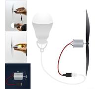 Wind Turbine Motor Blade DIY Set with USB Light Bulb, Educational Generator Kit for Alternative Energy, STEM Learning Toy for Kids, Practical Hands-on Experiment Tool