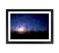 Wind Turbines in California in Abstract Framed Print | A2 Black Framed Wall Art | Ready to Hang | Abstract Fantasy Picture | Living Room Bedroom Lounge Office