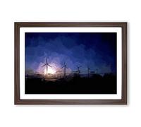 Wind Turbines in California in Abstract Framed Print | A2 Walnut Framed Wall Art | Ready to Hang | Abstract Fantasy Picture | Living Room Bedroom Lounge Office