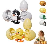 Wind-Up Animal Hatching Surprise Egg, Boom Eggs Cute Dinosaur Egg Hatching Toy, Spinning Egg Hatches into Walking Dinosaur, Wind-Up Surprise Eggs Easter Gift for Kids Party Birthday Holiday (B+D)