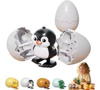 Wind-Up Animal Hatching Surprise Egg, Boom Eggs Cute Dinosaur Egg Hatching Toy, Spinning Egg Hatches into Walking Dinosaur, Wind-Up Surprise Eggs Easter Gift for Kids Party Birthday Holiday (B)