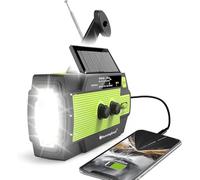 Wind Up Emergency Crank Radio with 4000mAh Solar & Flashlight, Motion Sensor Reading Lamp, Cell Phone Charger, SOS for Home and Outdoor
