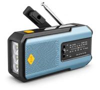 Wind Up Emergency Radio, 2000mAh AM/FM Radio with Solar and USB-C Charging, Hand Crank, LED Torch, SOS Alarm and Phone Charging, Sky Blue