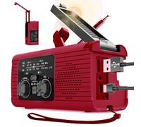 Wind Up Emergency Radio, Portable Hand Crank Emergency Radio with Led Flashlight Reading Light, Sos Alarm, Am/fm/wb Channel, Usb Port for Camping Hiking,Emergency Survival red