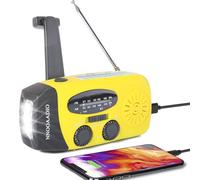 Wind Up Emergency Radio, Solar Hand Crank Survival AM/FM Weather Radio, with 2000mAh Power Bank Cellphone Charger, SOS Alarm, Bright Handheld Flashlight for Household and Outdoor Camping, Travel