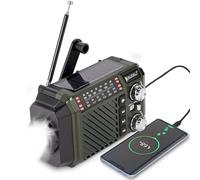 Wind Up Emergency Radio with 2600mAh Power Bank - Solar, Hand Crank & USB-C Charging, FM/AM/Shortwave, Torch & SOS for Survival Kits (Green)