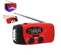 Wind up Fm Radio, Solar Radio with LED Torch, 600mAh Rechargeable Power Bank, SOS Alarm, USB Phone Charger, Portable Hand Crank AM/FM Radio with for Household and Outdoor Camping Hiking (red)