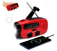 Wind up Hand Crank Weather Radio, Emergency Solar Radio with LED Torch, 2000mAh, SOS Alarm, flashlight, USB Phone Charger, Portable Radio with (AM/FM/WB) for Outdoor Camping Hiking