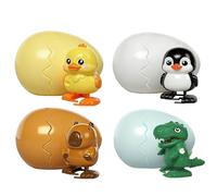 Wind-Up Hatching Surprise Egg, Rotate to Walk Animal Toy, Reusable Dinosaur Penguin Duck Easter Basket Stuffers, Party Favors Gag Gifts for 3+ Years Old Kids 4pcs