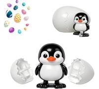 Wind-Up Hatching Surprise Egg, Rotate to Walk Animal Toy, Reusable Dinosaur Penguin Duck Easter Basket Stuffers, Party Favors Gag Gifts for 3+ Years Old Kids black