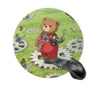 Wind-up-Mechanical-Teddy-Bear Mouse Pad Non-Slip Rubber Base Mouse Mat Smooth Surface Stitched Edges Mousepad Aesthetic Durable Compatible with All Mice for Office & Gaming, Desk Accessory