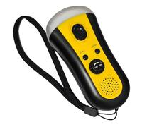 Wind-Up Multi-Function Flashlight with Built-In FM Radio, Black and Yellow, No Batteries Needed, Hand Crank Flashlight with Wrist Strap, Easy Station Scan, Volume Control, Compact and Portable