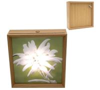 Wind Up Music Box -Edelweiss, 6x6 Wood Picture Frame Lamp 3-Color Touch LED Night Light Musical Gift for Christmas New Year Home Bedroom Desktop Display