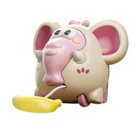 Wind-Up Pull String Elephant Toy - Adorable Crawling Baby Elephant for Early Learning & Grasping (Blue/Beige, 6x6.6x8.5cm, ABS Plastic)