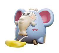 Wind-Up Pull String Elephant Toy - Adorable Crawling Baby Elephant for Early Learning & Grasping (Blue/Beige, 6x6.6x8.5cm, ABS Plastic)