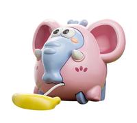 Wind-Up Pull String Elephant Toy - Adorable Crawling Baby Elephant for Early Learning & Grasping (Blue/Beige, 6x6.6x8.5cm, ABS Plastic)