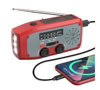 Wind Up Radio,DOLUCKLY Portable Hand Crank Emergency Radio with Survival Kits,SOS Alarm AM/FM Radio with LED Bright Torch/Solar Battery,2000mAh Survival USB Mobile Phone Charger-Red