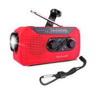 Wind Up Radio, Emergency Solar Crank Powered AM/FM Weather Radio, with Portable 2000mAh Power Bank, SOS Alarm, Headphone Jack, Bright Flashlight for Household and Outdoor Camping, Hiking
