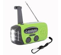 Wind Up Radio, Emergency Solar Hand Crank AM/FM Weather Radio, with 2000mAh Power Bank Phone Charger, SOS Alarm, Bright LED Flashlight for Household and Outdoor Survival (Green)