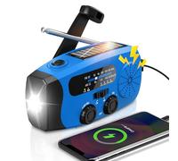 Wind Up Radio UK 2000mAh hand crank radio with AM/FM, Emergency Radio with Flashlight & SOS Alarm, solar radio for Camping, emergency survival kit (Blue)