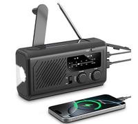Wind Up Radio With Hand Crank,Solar,Battery Powered, Emergency Radio With 4000mah/14800mwh Power Bank,Phone Charger,Am/Fm Radio,Led Torch,SOS Alarm,Battery Indicator,Survival Radio For Camping