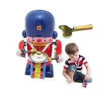Wind Up Robot Toy | Tin Retro Classic Clockwork Spring | Developmental Toys Robot Favors, Drumming Action Tabletop Bookshelf Figurine Decor For Collection, Xmas