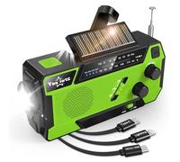 Wind Up Solar Crank Radio, 2000mAh Solar Powered Radio Emergency Hand Crank Radio with Reading Lamp, Battery Operated, LED Flashlight, Emergency Power Bank, and SOS Alarm, Use for Camping, Emergency