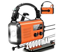 Wind Up Solar Radio, 20000mAh Survival Hand Crank Dynamo, AM/FM Emergency Weather Radio, Battery Powered with Cell Phone Charger, SOS Alarm, Flashlight & Reading Lamp for Outdoor (Orange)