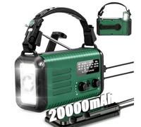 Wind Up Solar Radio, 20000mAh Survival Hand Crank Dynamo, AM/FM Emergency Weather Radio, Battery Powered with Cell Phone Charger, SOS Alarm, Flashlight & Reading Lamp for Household/Outdoor Camping