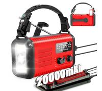 Wind Up Solar Radio, 20000mAh Survival Hand Crank Dynamo, AM/FM Emergency Weather Radio, Battery Powered with Cell Phone Charger, SOS Alarm, Flashlight & Reading Lamp for Household/Outdoor Camping