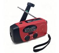 Wind Up Solar Radio, 2000mAh Rechargeable USB Phone Charger, Survival Hand Crank AM/FM Emergency Weather Radio,SOS Alarm, LED Bright Flashlight for Outdoor Camping, Hiking