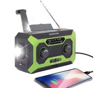 Wind Up Solar Radio, 5000mAh Rechargeable Emergency Hand Crank Dynamo AM FM Weather Radio Portable with Bright Flashlight Kit, SOS Alarm, Reading Lamp, Headphone Audio, for Camping Hiking (Upgraded)