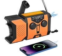 Wind Up Solar Radio, AM/FM Shortwave Portable Radio with 2000mAh Battery, Solar & Hand Crank Charger, LED Flashlight, USB Power Bank& SOS Alarm for Camping, Storms