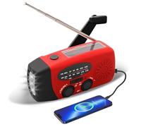 Wind Up Solar Radio Battery Emergency Hand Crank Radio AM/FM 3-LED Flashlight Torch Solar Charging Weather 600mAh Rechargeable USB Power Bank Xmas Gift Portable for Household Camping Outdoor Hiking