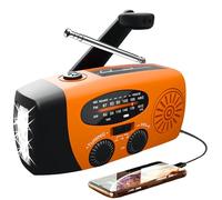 Wind up Solar Radio battery, torch, hand crank solar power radio AM/FM/NOAA, with Solar Charging & Hand Crank & 1200mAh Battery Operated LED Flashlight Cell Charger Reading Lamp Yellow (Orange)