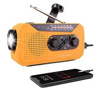 Wind Up Solar Radio, Emergency Hand Crank AM/FM Weather Radio with Bright Flashlight, SOS Alarm, 2000mAh Battery Power Bank, Headphone Jack for Emergency and Outdoor Activities