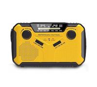 Wind Up Solar Radio, Emergency Radio, Portable Hand Crank Radio, AM/FM Radio with LED Torch, 2000mAh Rechargeable Power Bank, SOS Alarm, USB Phone Charger, Emergency Use for Camping (YELLOW 369)