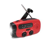 Wind Up Solar Radio, Emergency Radio, Portable Solar Emergency Radio.2000mAh Rechargeable Power Bank, SOS Alarm, USB Phone Charger, Emergency Use for Camping Hiking (Red)