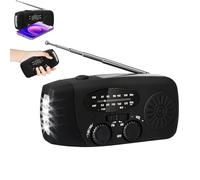 Wind Up Solar Radio, Emergency Solar Hand Crank Radio - 2000mAh Power Bank with LED Flashlight & SOS Alarm, AM/FM/Weather Band, USB Charger for Outdoor Survival & Camping (D)