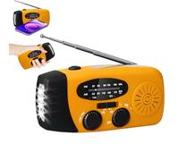 Wind Up Solar Radio, Emergency Solar Hand Crank Radio - 2000mAh Power Bank with LED Flashlight & SOS Alarm, AM/FM/Weather Band, USB Charger for Outdoor Survival & Camping (F)