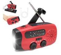 Wind Up Solar Radio, Emergency Wind Up Radio with LED Torch, Portable Hand Crank Radio with (AM/FM/WB), USB Phone Charger, Solar and Hand-Crank Charging, 2000mah, SOS Alarm, for Camping Hiking