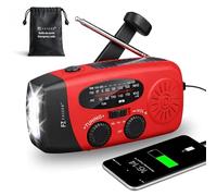 Wind Up Solar Radio,FAIZER Portable Hand Crank Radio AM/FM, Emergency Radio with 2000 mAh Rechargeable Power Bank,SOS Alarm, LED Torch Dynamo Radio,USB Mobile Phone Charger Camping Outdoor (Rouge)